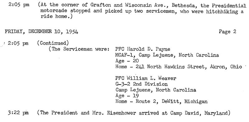 President Eisenhower’s daily schedule for December 10, 1954 (Miller Center)